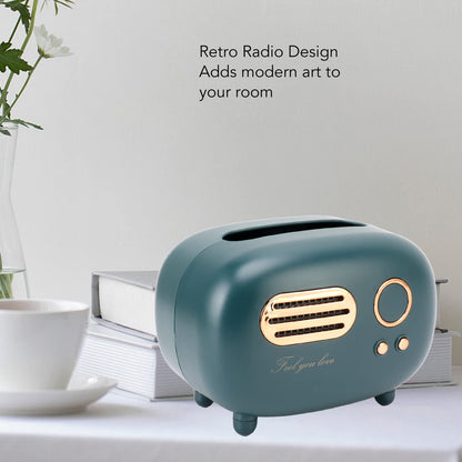 Retro Radio Tissue Box Restroom Tissue Bedroom Holder Vintage Vintage Radio Tissue Box Cover For Table (Green)