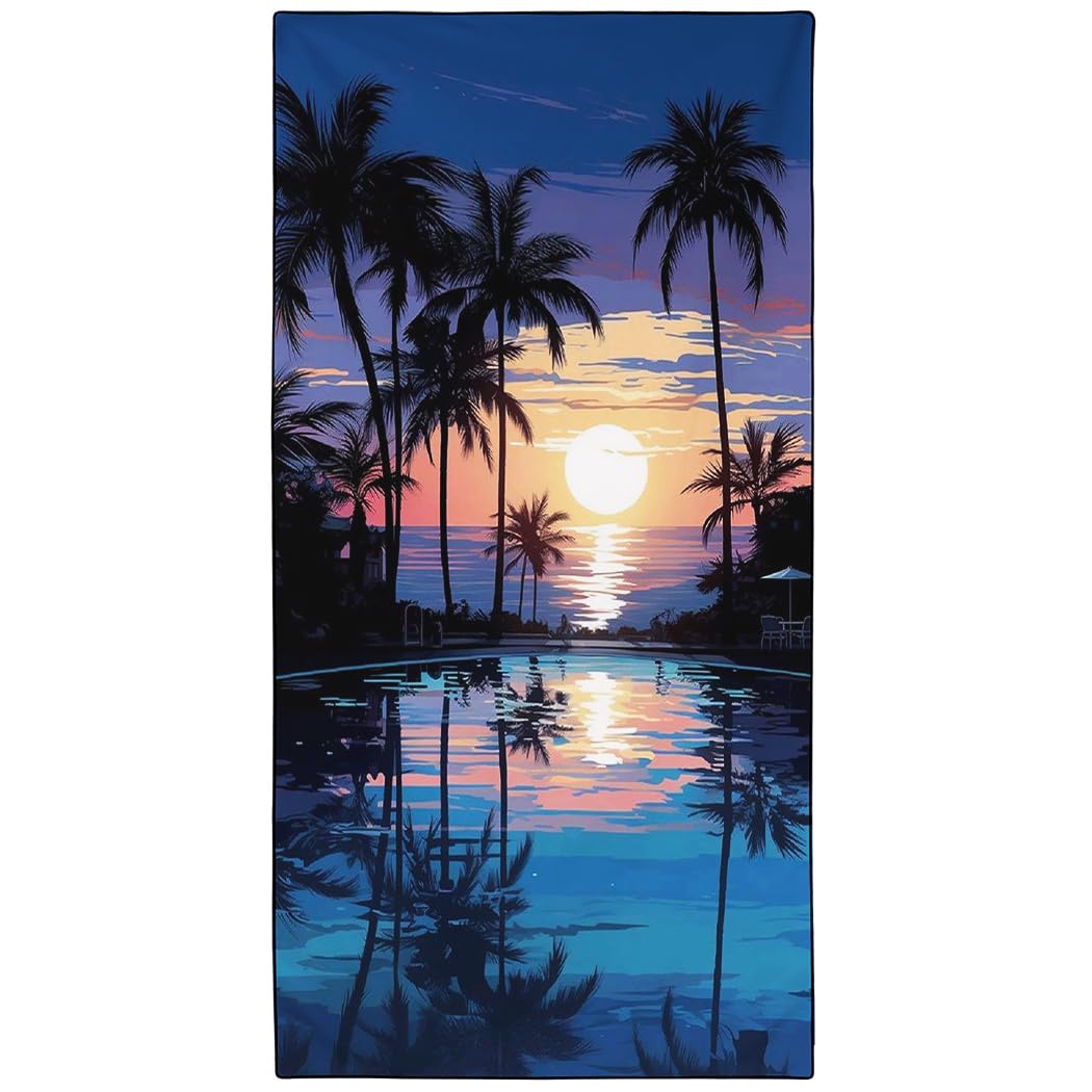 YISUMEI Sun Pool Coconut Tree Beach Towels for Adults Extra Large 180x90cm, Microfibre Quick Dry Towel for Travel Swimming Camping Sports
