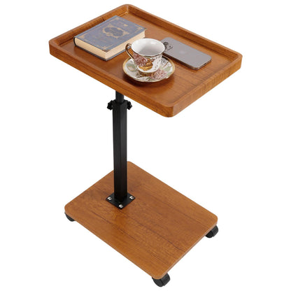 C Table End Table Adjustable Height 360° Swivel TV Tray Table With Wheels