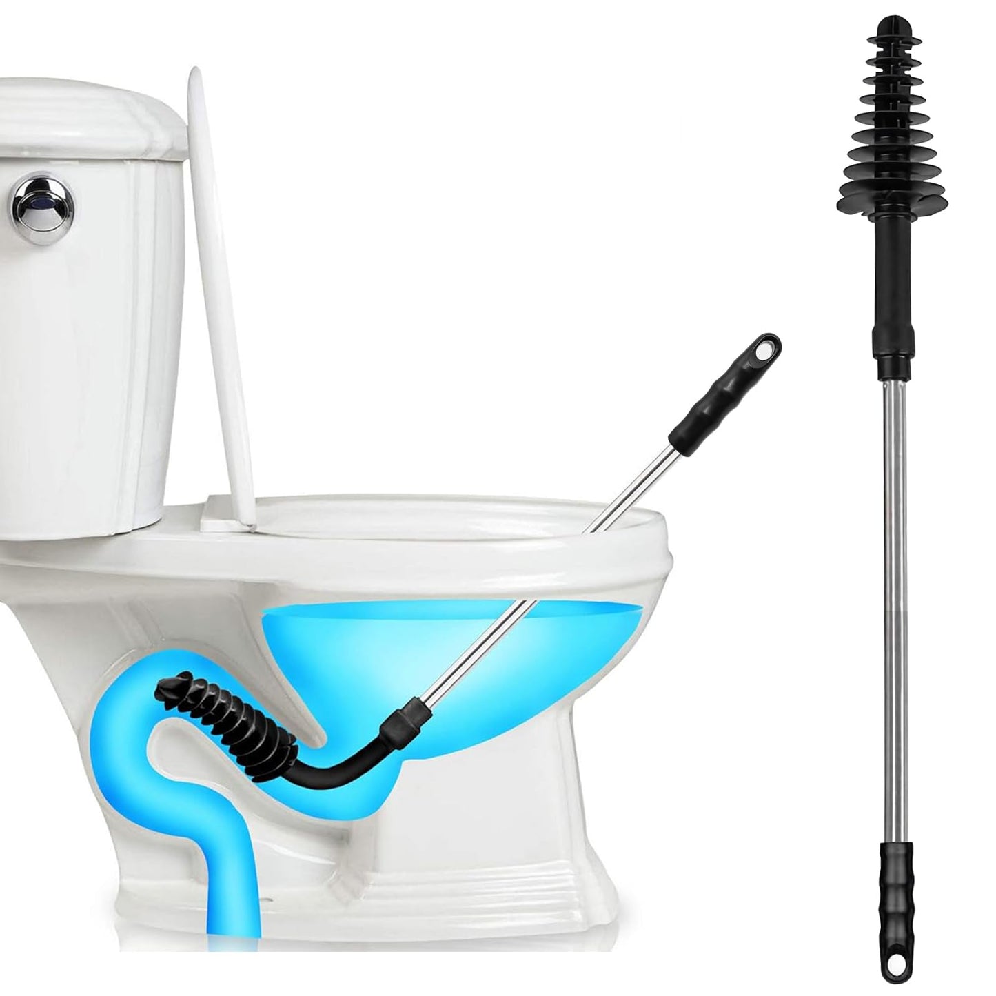 Yur1help Toilet Plungers for Unblocking Heavy Duty, Efficient Piston-Type Plunger Toilet Unblocker, Sink Plunger Toilet Clog Remover with Plunger Wall