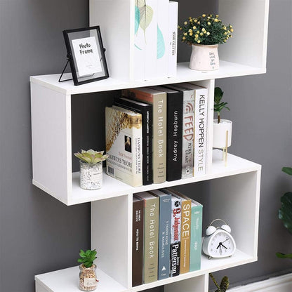 ETNIC ART Bookcase White Shelf Modern Contemporary Contemporary Partition Double-Sided Wood Home 70x23.5x127.5 Freestanding Shelves Shelves Bookcase
