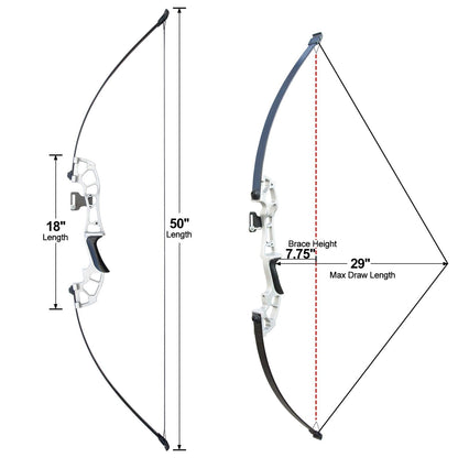 D&Q Archery Set Adult Bow and Arrow Set Adult Takedown Recurve Bow Hunting Bow Target Practice Competition Survival Longbow Right Hand 50" 30lbs,