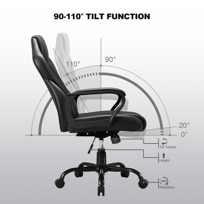 BASETBL Office Chair for Home Office, Ergonomic Computer Chair Executive Chair Swivel Gaming Lumbar Support High Back PU Leather Adjustable Height
