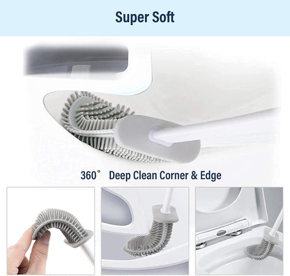 Ahyanz Toilet Brush silicone Deep Cleaner, Excellent quality, Heavy Base for No-Slip Anti-drip, Long Plastic Handle