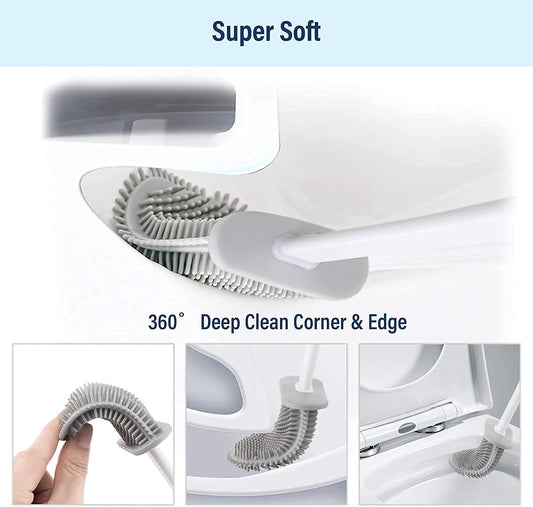 Ahyanz Toilet Brush silicone Deep Cleaner, Excellent quality, Heavy Base for No-Slip Anti-drip, Long Plastic Handle