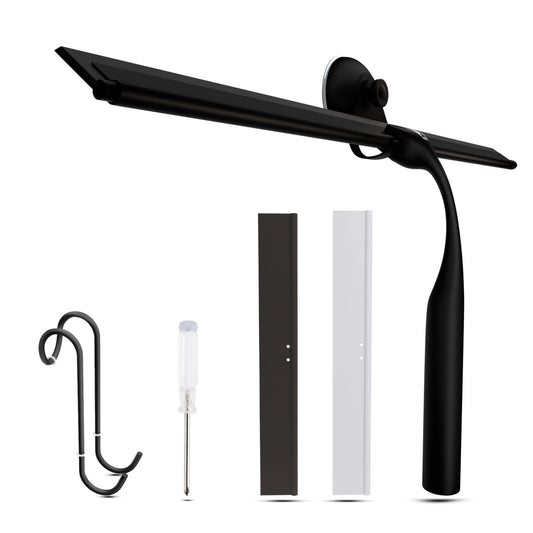 Wunset 35 cm Black Shower Squeegee, Large Window Squeegee - 6 Pieces Set Including 2 Replacement Silicone Lips, Squeegee Shower Cleaner for Shower
