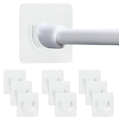 10Pcs Transparent Self Adhesive Curtain Holder - No Drilling Adhesive Wall Mounted Shower Curtain Bracket for Wall Bathroom Wardrobe
