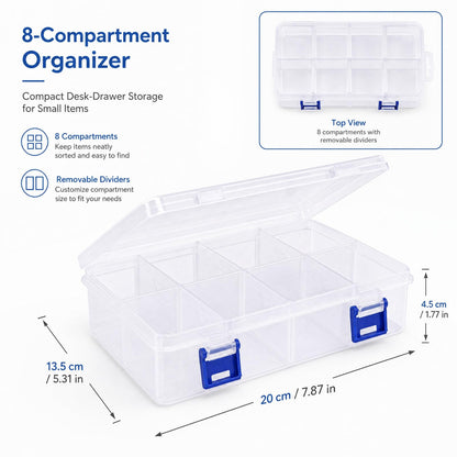 BOBPPOP 3 Pack Plastic Storage Boxes With Compartments, Adjustable Dividers Stackable Organiser, Transparent Container for Jewellery, Beads