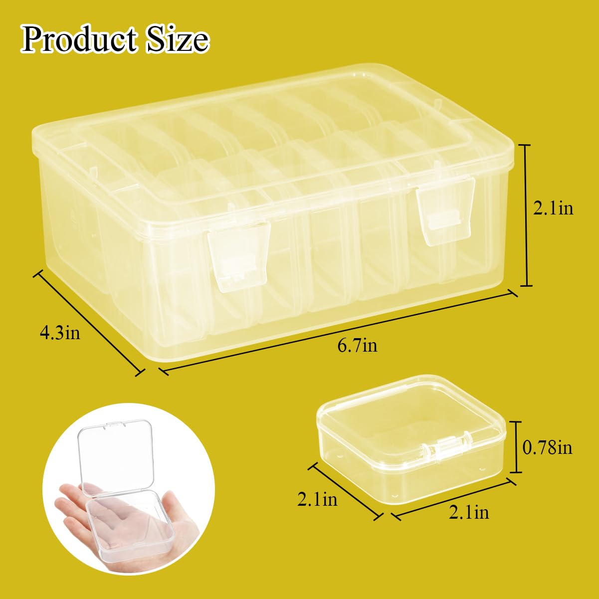 VPMeetx Bead Storage Box, 15 Grid, 2 Pack, Transparent Plastic