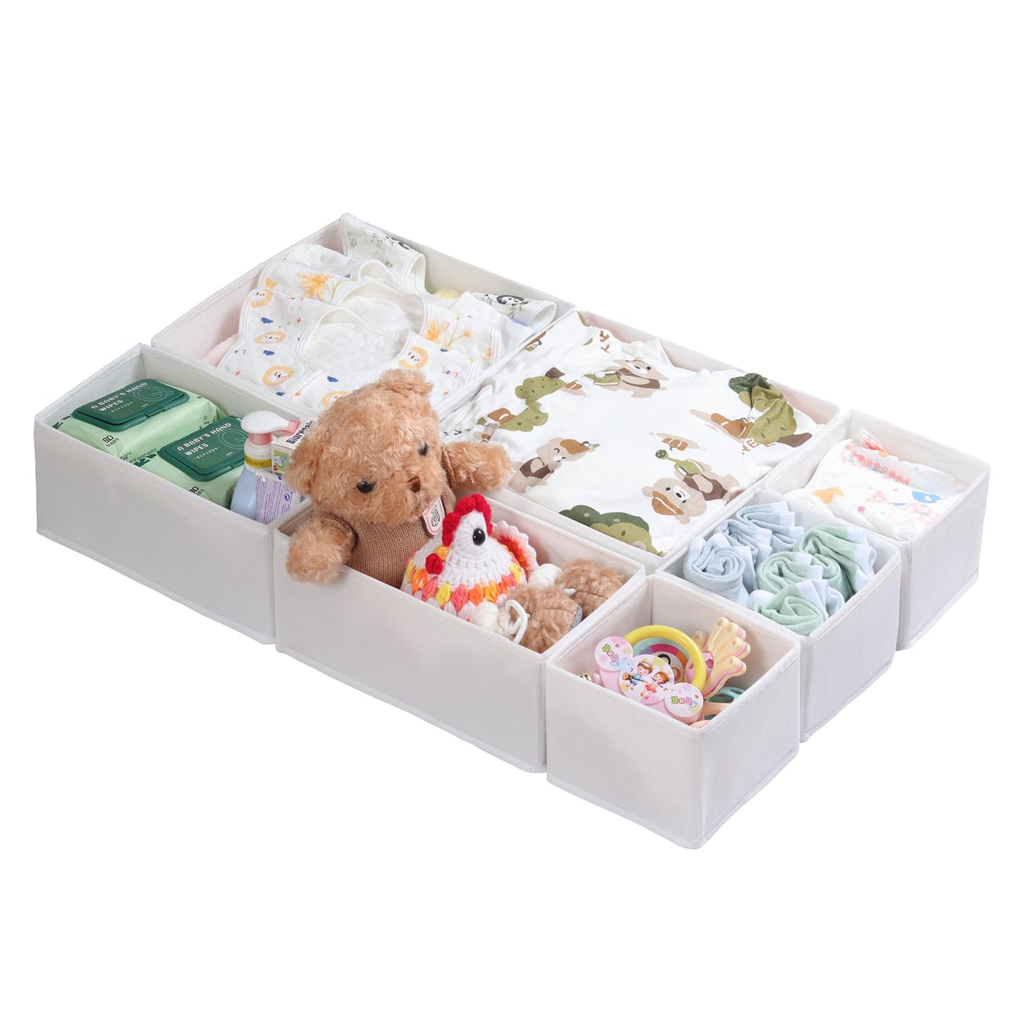 ORLISA Drawer Organiser for MALM Chest of Drawers, 7-Pack Clothes Drawer Dividers Set, Fabric Storage Boxes for Underwear, Socks & Baby Clothes