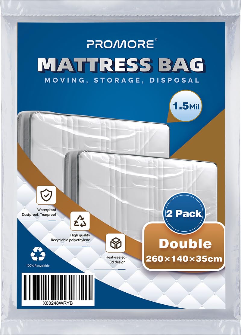 Double Mattress Cover for Moving Mattress Bags for Storage Transport 2Pack