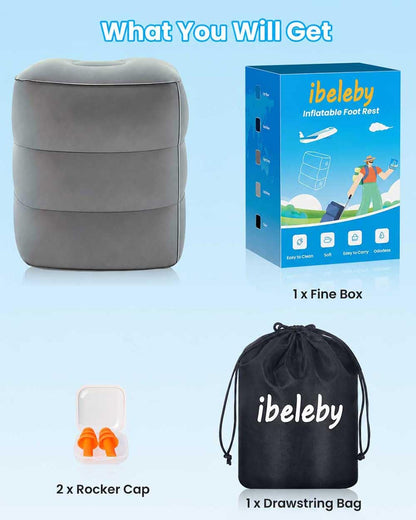 Airplane FootRest: Inflatable Footrest for Kids to Sleep, Adjustable Height Leg Rest Pillow in Office & Home, Toddlers Travel Bed Box