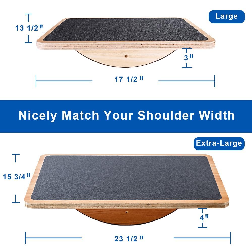 StrongTek Professional Wooden Balance Board, Rocker Board, Wood Standing Desk Accessory, Balancing Board for Under Desk, Anti Slip Roller, Core