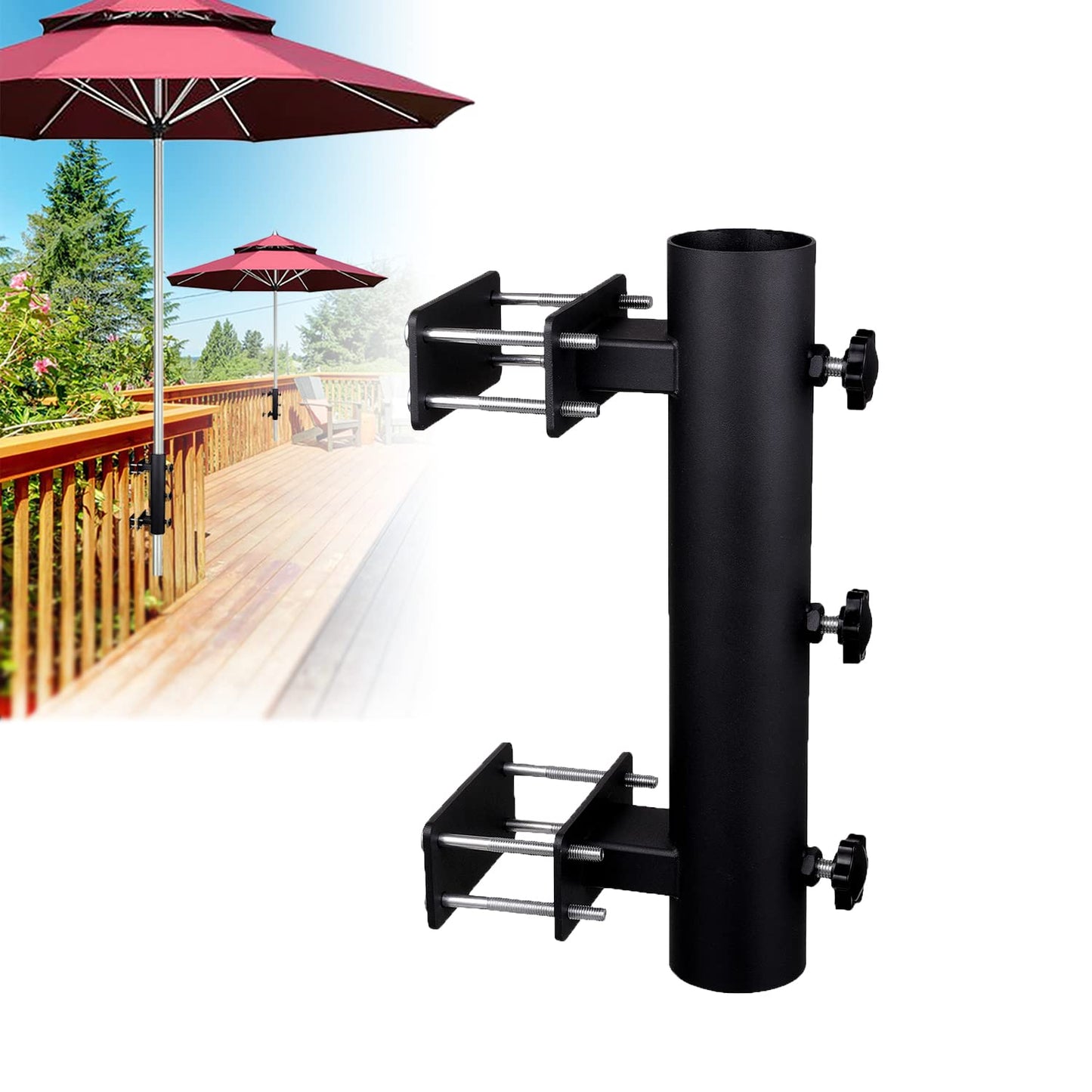 VANROUG Heavy Duty Parasol Holder Patio Umbrella Stand Mount Umbrella Stand Bench Buddy Umbrella Holder Fixed Clip Umbrella Clamp for