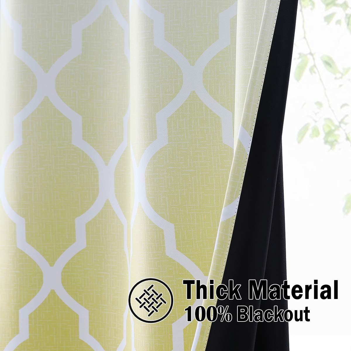 Beauoop Blackout Curtains for Bedroom Yellow Ombre Curtains 72 Inch Drop Geometric Print Eyelet Curtain for Living Room Darkening Thermal Insulated