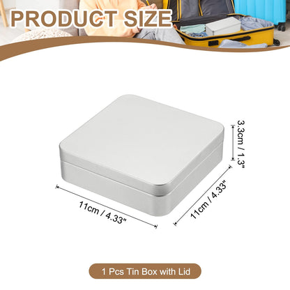 PATIKIL Rectangular Tin Box 4.3"x4.3"x1.3", Metal Storage Tin Box Portable Storage Container with Lid for Tea Candy Treats Gifts Favors Candle