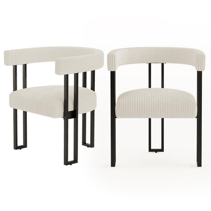 YEEFY Boucle Upholstered Dining Chairs Set of 2 Corduroy Kitchen & Dining Room Chairs with Metal Legs Mid Century Modern Chairs for Dining Room