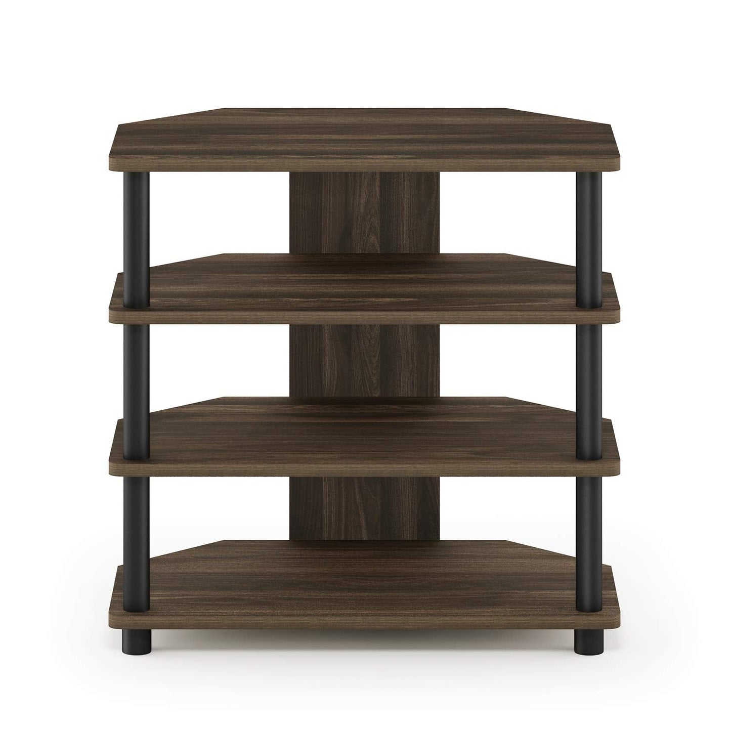 Furinno ECON TV Stand, 4-Tier Petite Entertainment Center, TV Console for TV up to 32 Inch, Easy Assembly, for Living Room, Bedroom, Columbia Walnut