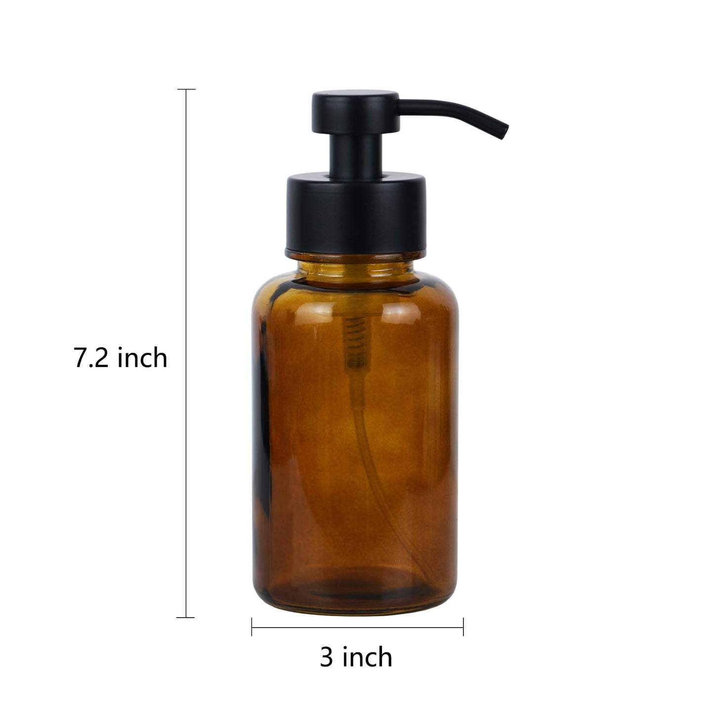 SDlumeiy 15 oz Amber-Tinted Thick Glass Foaming Soap Dispenser, Refillable Foaming Soap Dispenser with Black Rust-Proof Foam Pump
