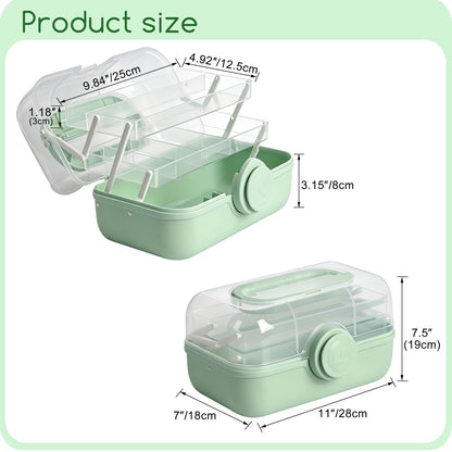 ANMOO Medicine Storage Box, 3-Tier Portable Plastic Storage Case, Green