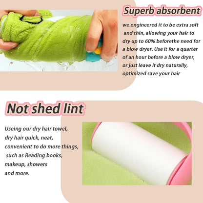 Girls' Absorbent Hair Towel Wrap Kids Hair Drying Wrap Towel Hat Cute Cartoon Turban Towels with Button Anti-Frizz Wet Hairs Shower Cap Quick Drying