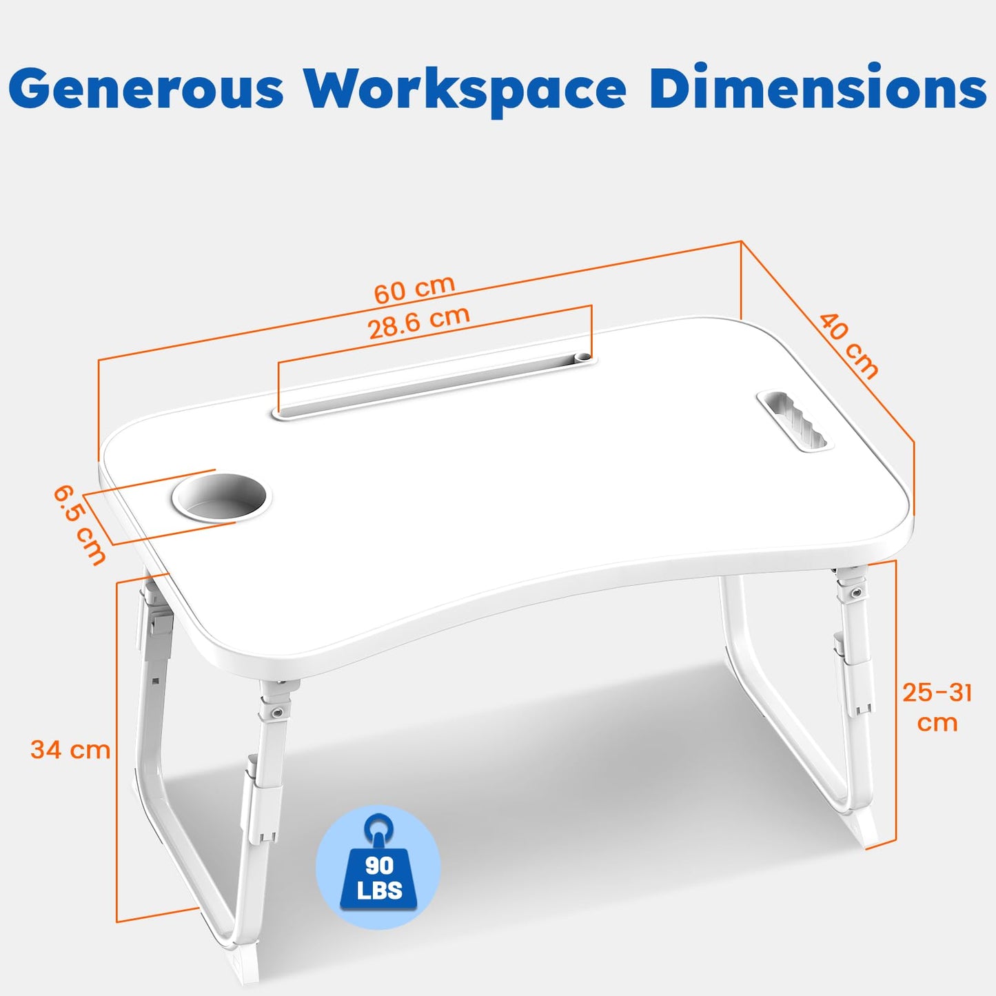 Laptop Desk, Laptop Bed Table with Cup Slot, Reading Holder Notebook Stand Breakfast Tray Book Holder for Sofa, Terrace, Balcony