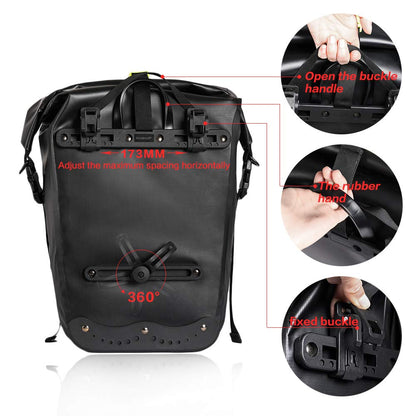 Rhinowalk Waterproof Bike Pannier 25L - Bicycle Cargo Rack Saddle Bag, Shoulder Bag, Laptop Pannier for Professional Cycling Accessories