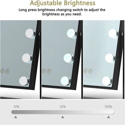 TUREWELL Hollywood Makeup Mirror with Lights,Large Lighted Vanity Mirror with 3 Color Light & 12 Dimmable Led Bulbs,Smart Lighted Touch Control Screen