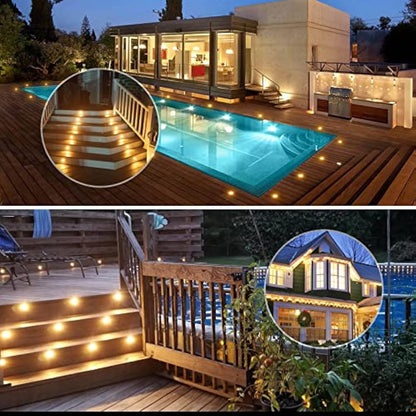 GEYUEYA Home Warm White Decking Lights, φ30mm LED Deck Lights 12V 0.6W IP67 Waterproof, Led Plinth Light for Terrace/Patio/Path/Wall/Garden/Decoration - 20 Packs