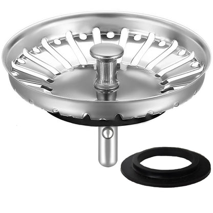 HUAERSICO Stainless Steel Kitchen Sink Plug Replacement, Diameter 84 mm, Kitchen Sink Strainer for Food, Two Spare Seals