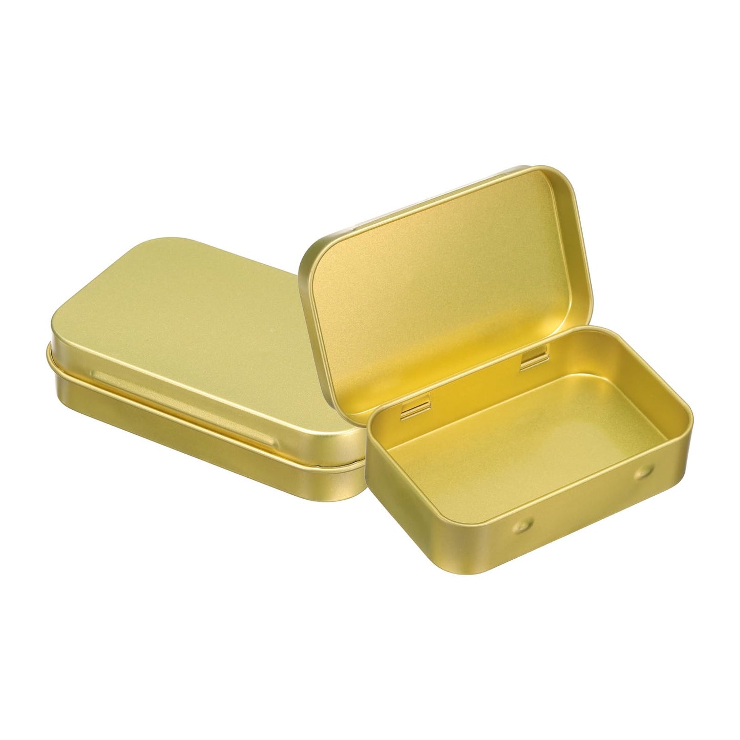sourcing map 2pcs Metal Tin Box, 3.7x2.4x0.8 Mini Portable Rectangular Empty Tinplate Small Storage Container Airtight Tins with Lids for Candy