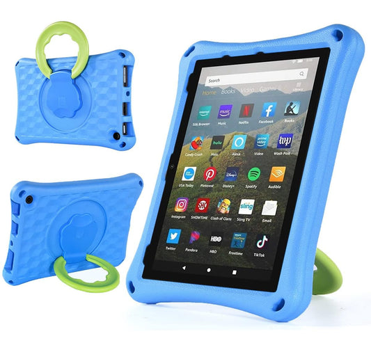 10 Inch Case for Fire H D 10 (13th Gen, 2023/2024 Release), Soft EVA Back,360 Turn Handle Folding (Blue)