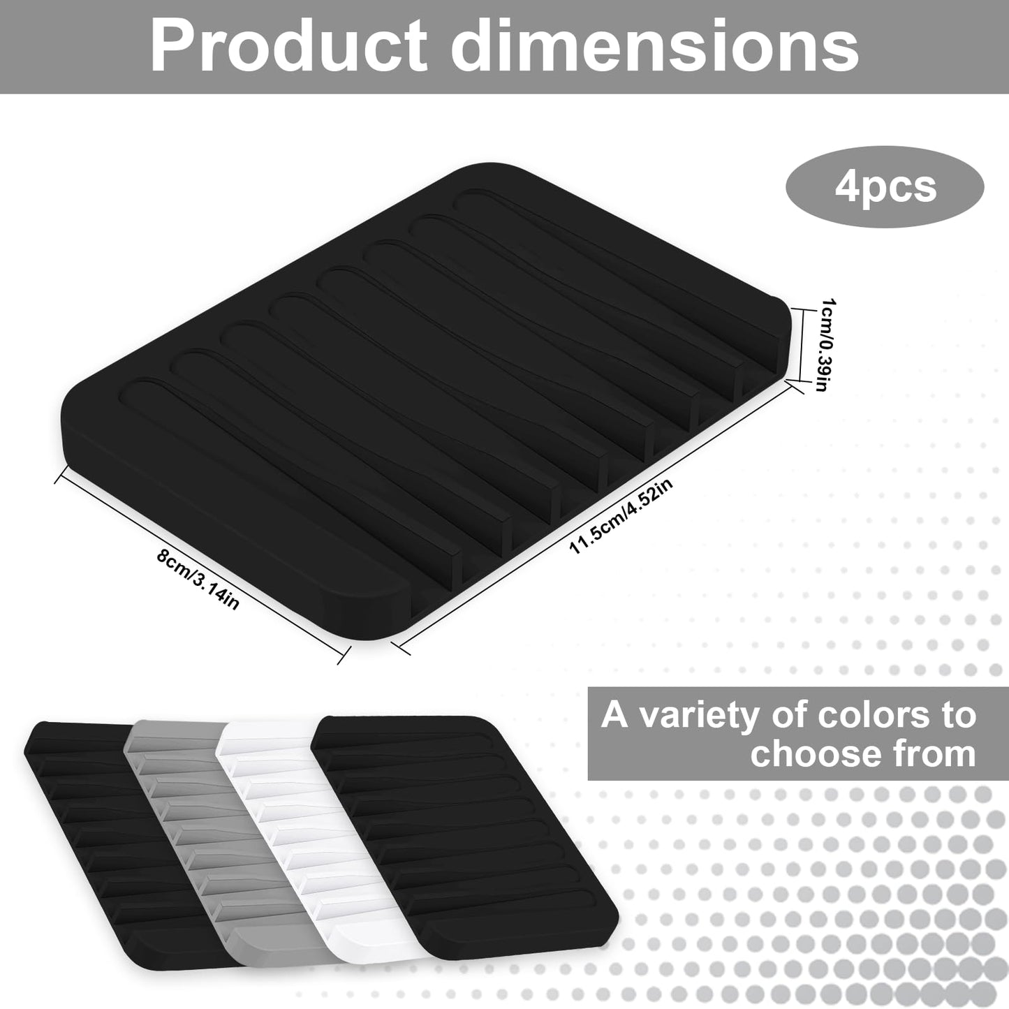 Silicone Soap Dish 4 Pack Soap Holder Smell Dish with Drainage