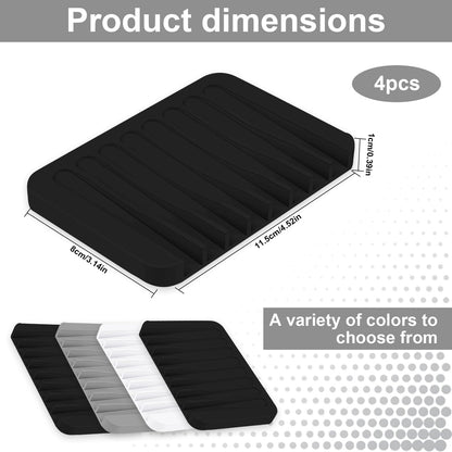 Silicone Soap Dish 4 Pack Soap Holder Smell Dish with Drainage