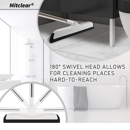 Mitclear Floor Squeegee with Long Handle(50IN), Extendable Foam Squeegee Mop for Wet Room, Squidgy Shower Cleaner