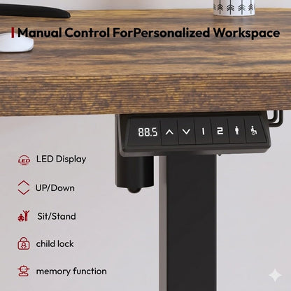 SANODESK 160 * 60 Electric Standing Desk, Height Adjustable Sit Stand Computer Desk with Anti-Collision Technology, Cable Management, Storage Basket