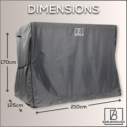 Barlborough Garden Swing Cover | 3 Seater Waterproof Wind Resistant Large Outdoor Garden Swing Seat Cover with Air Vents and Zips | 210cm x 170cm x