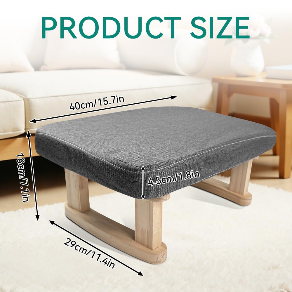 Xygobla Small Solid Wood Footstool with Padded Seat