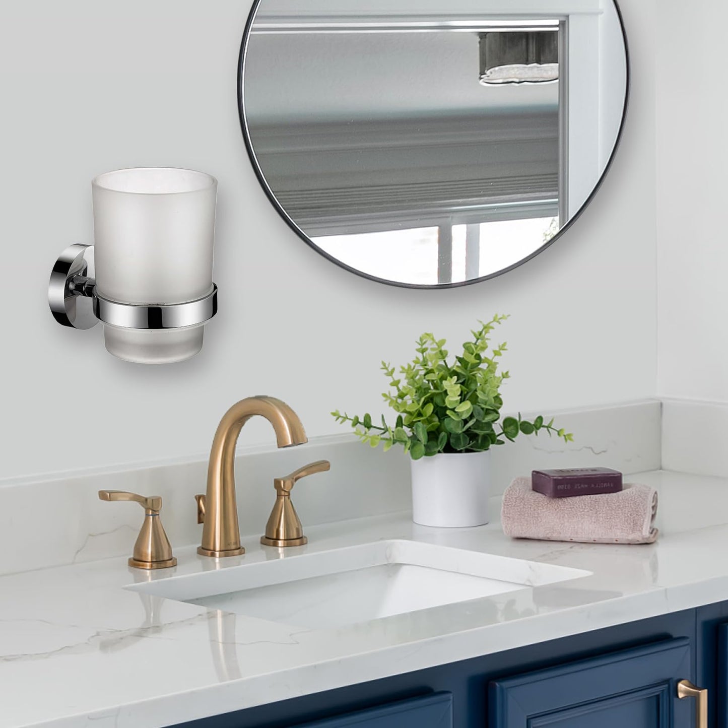 iBathUK Modern Chrome Toothbrush Holder Wall Mounted Tumbler Bathroom Accessory ACC107