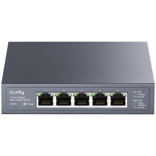 Cudy 5-Port Multi-Gigabit Ethernet Switch, 5 2.5Gbps Ethernet RJ45 Ports, Full 2.5Gbps Ports, Loop Detection, 802.3az Energy saving, Desktop or Wall
