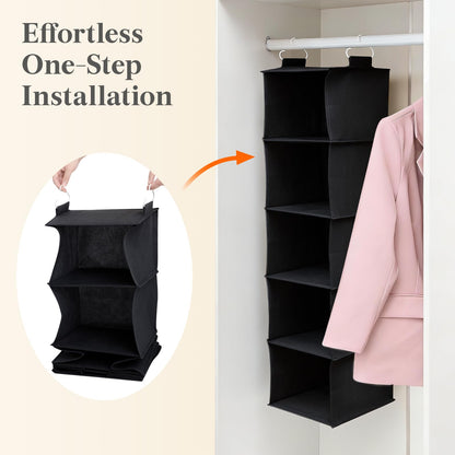 Lifewit Hanging Closet Organizer and Storage for Shelves, Wardrobe Foldable Clothes Storage Shelf with 2 Sturdy Hooks for Clothing Organization