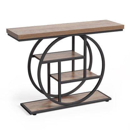 LITTLE TREE Console Table, 4-Tier Entryway Table Behind Couch Table, 41.3-Inch Farmhouse Sofa Table for Living Room, Foyer Hallway Table for Entrance