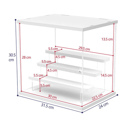 Nynelly 4 Tier Clear Acrylic Display Case for Models, Mini Figures, Pop Mart, Labubu, Sonny Angel, Smiski - Assemble Dustproof Display Box with Door