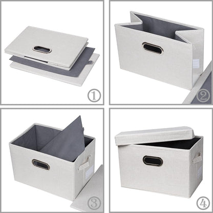 Prandom Storage Boxes with Lids Large,43x30x30cm,Beige[1-Pack]