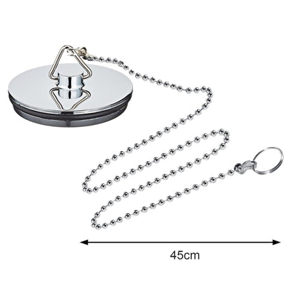 2 Pack Tomario Chrome Bath Plug, 450mm Stainless Steel Ball Chain Hook Pedestal Bathroom Sink Plug for Kitchen Bath Sink Drain Stopper Plug