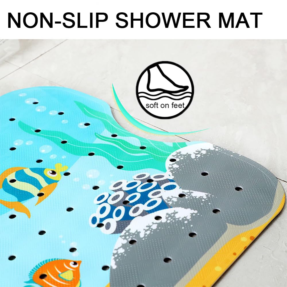 100x40cm Bath Mat Cartoon Tub Mat Non-Slip Shower Bathtub Mat Extra Long