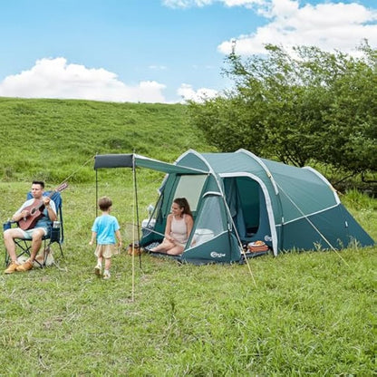 Portal 2-3 Man Tent Luxury 3000mm Waterproof with Porch Awning 3 Person Camping Tent with Sewn-in Groundsheet 2 Man with Bedroom Lightweight Tunnel for Festival Outdoor Hiking