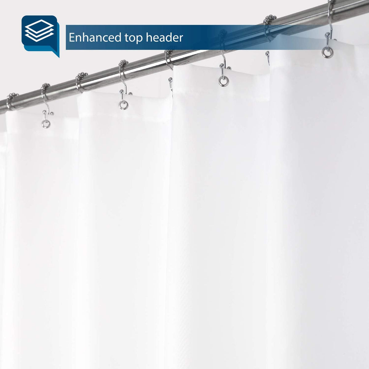 Barossa Design Waterproof Fabric Stall Shower Curtain Liner 54" W x 72" H - Hotel Quality, Machine Washable, White Shower Liner for Bath Tub, 54x72