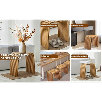 WYRXFF Bamboo Stool, Multi-Functional Stool, Unique Curved Bathroom Stool, No Assembly Vanity Stool Shoe Changing Stool, For Living Room Study Bedroomdining chair
