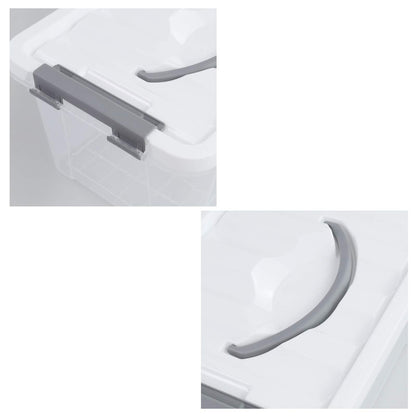 Hespama 5L Storage Boxes, Plastic Latching Box with Gray Handle, Pack of 6